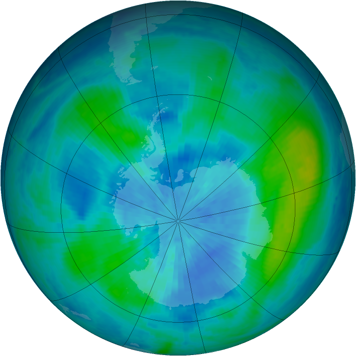 Antarctic ozone map for 16 March 2001